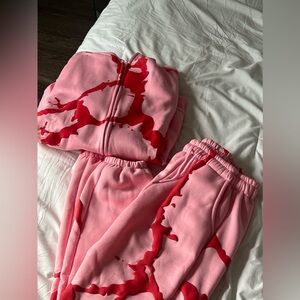 pink y2k sweatpants and sweater
